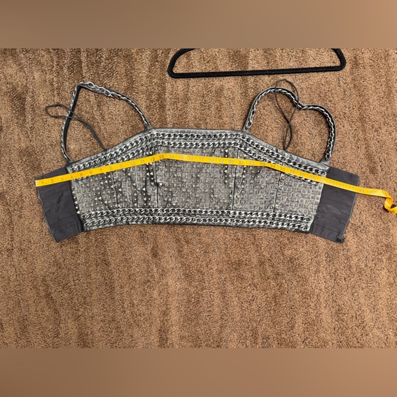 Alice and Olivia Size 10 Studded Black Leather Women's Bustier Top - Picture 8 of 9